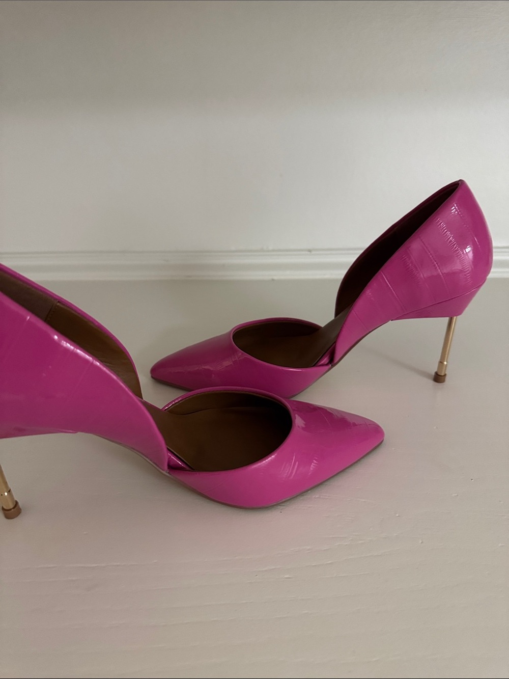 Kurt Geiger Hot Pink Patent Pointed D'Orsay Pumps - Picture 9 of 13